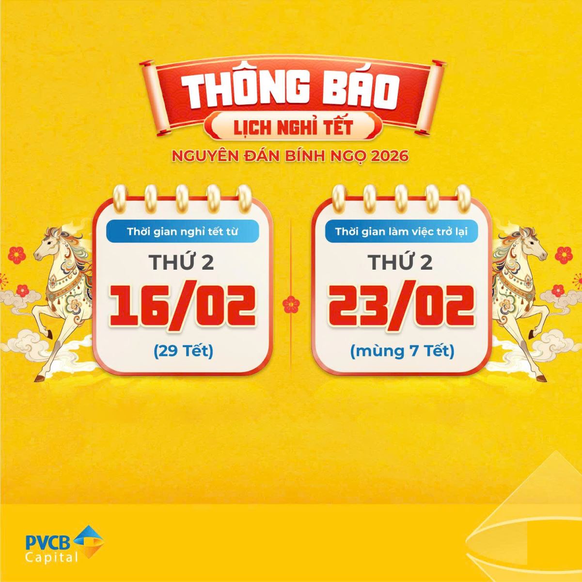 Thông báo nghỉ lễ Tết Âm Lịch năm 2026